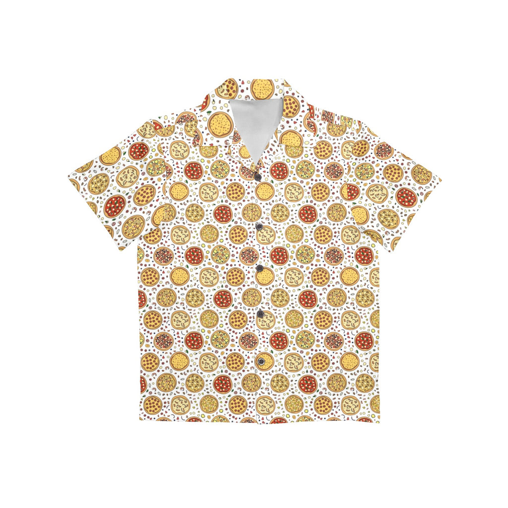 Round Pizzas On White Junior Kids Hawaiian Shirt