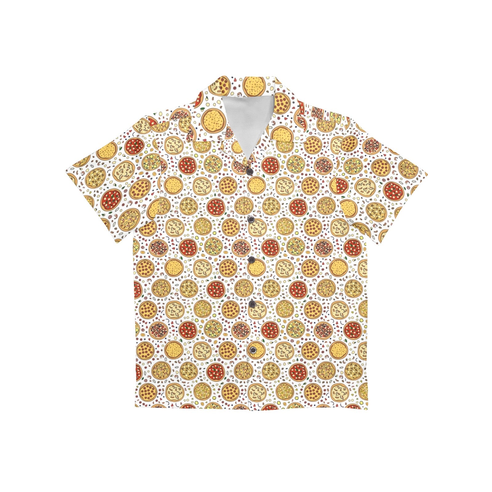 Round Pizzas On White Junior Kids Hawaiian Shirt