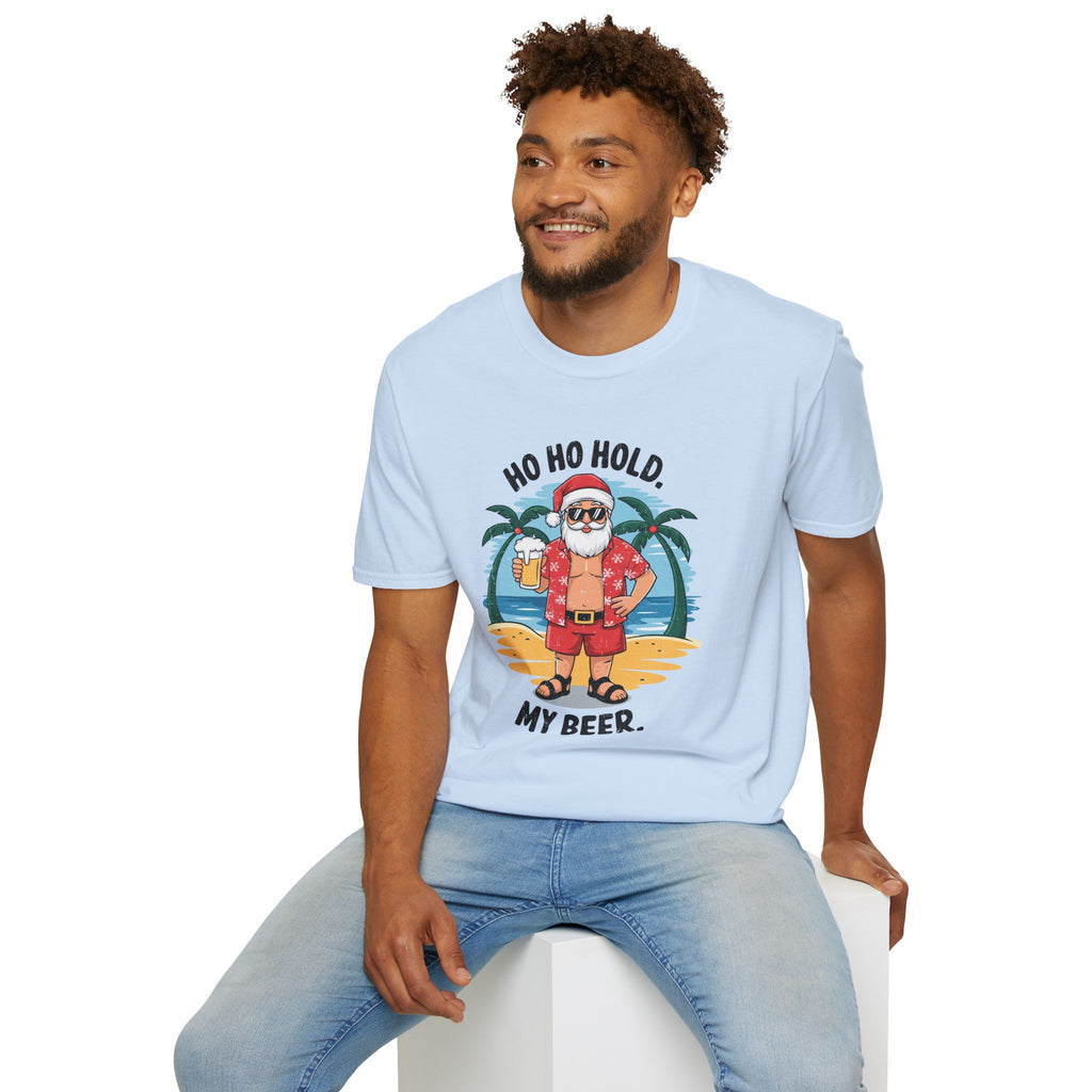Summer Santa, Ho Ho Hold My Beer - Unisex Softstyle T-Shirt