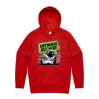Astronaut, Anywhere But Here - Mens Hoodie Red Mens Hoodie Printed In Australia Space