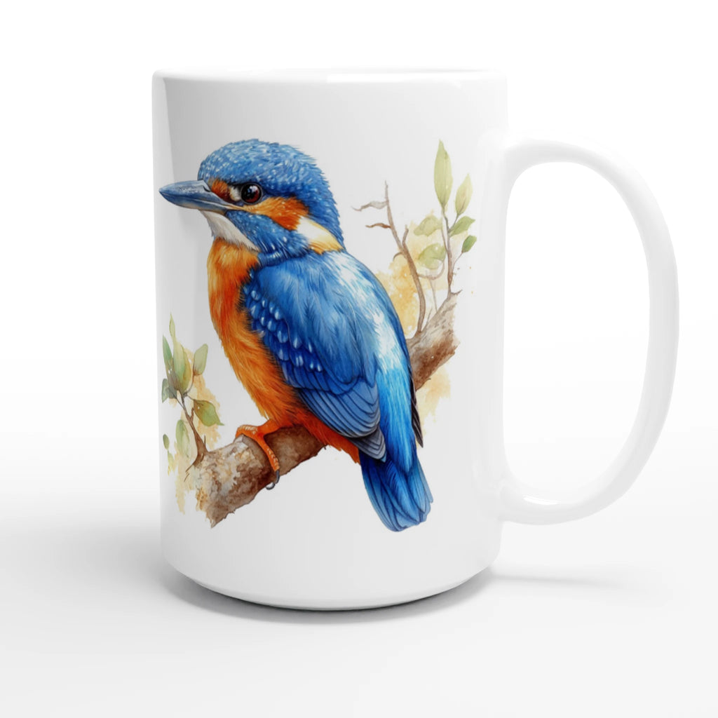 Personalise - Kingfisher, Australian Birds - White 15oz Ceramic Mug Personalised 15oz Mug animal Globally Fulfilled