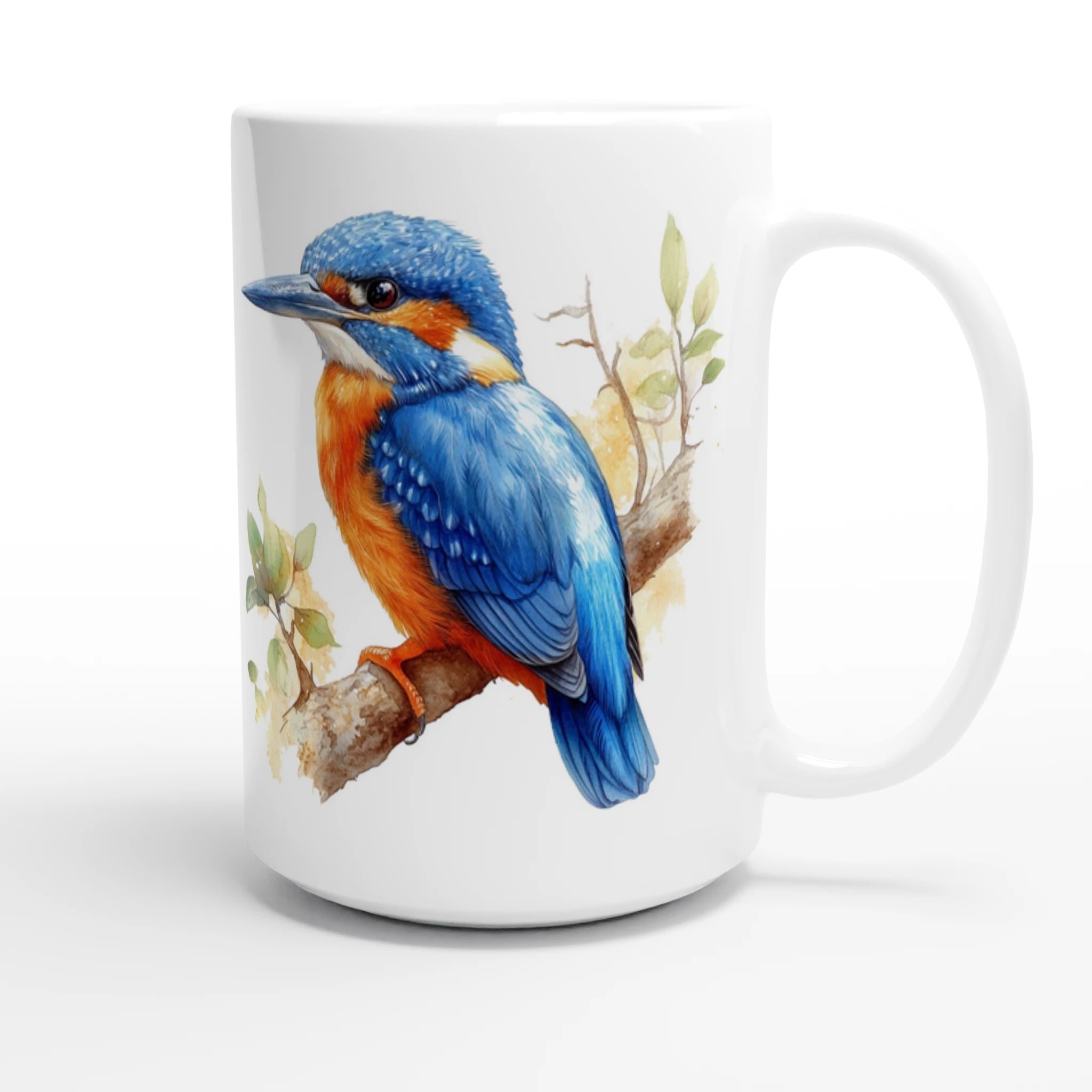 Personalise - Kingfisher, Australian Birds - White 15oz Ceramic Mug Personalised 15oz Mug animal Globally Fulfilled