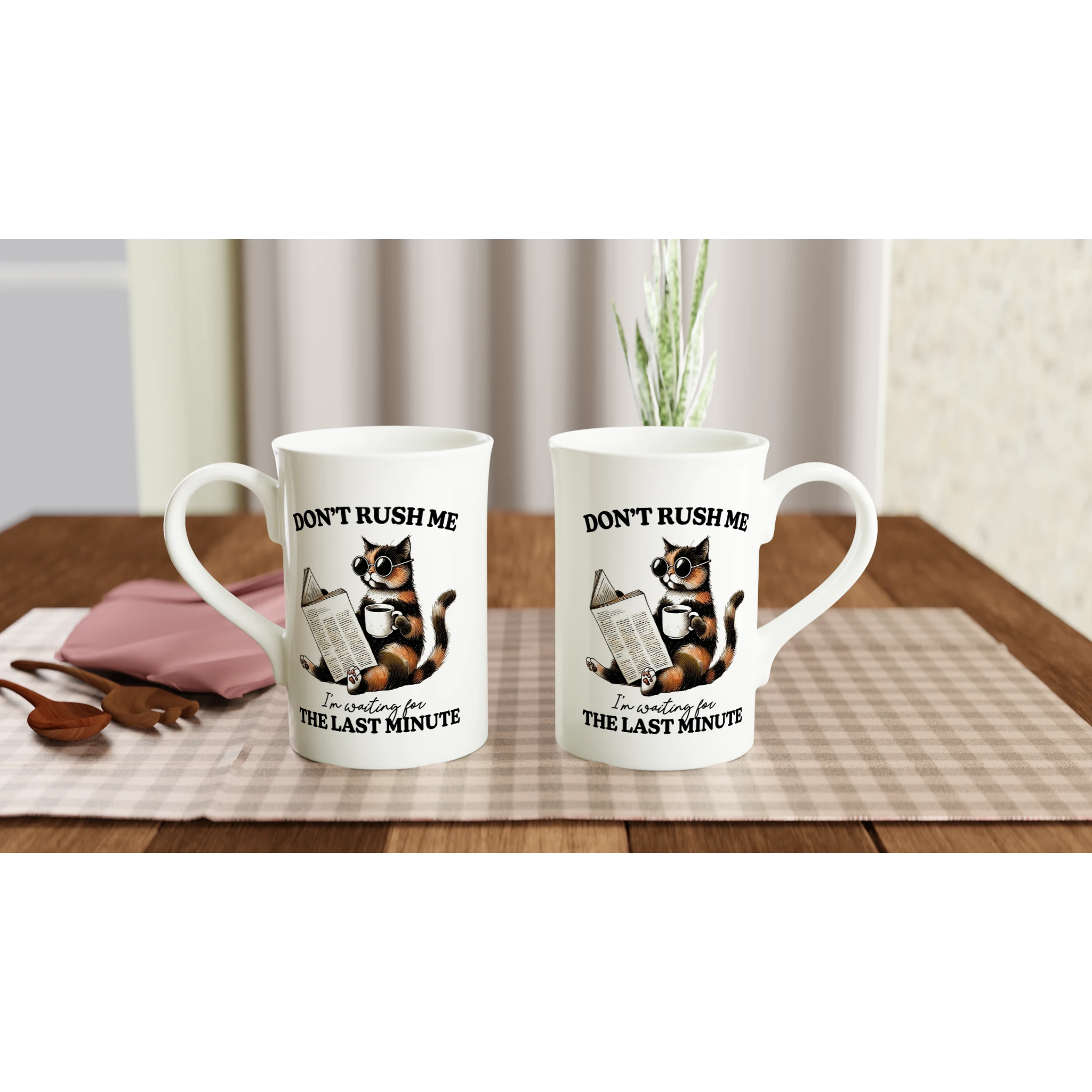 Personalise - Don't Rush Me, Cat - White 10oz Porcelain Slim Mug Personalised Porcelain Mug animal Globally Fulfilled