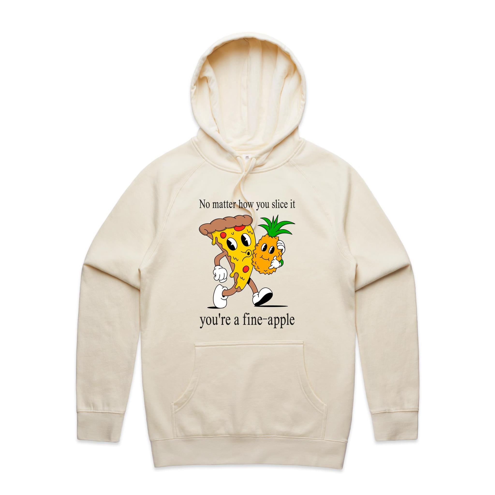 Pineapple Pizza - Mens Hoodie Ecru Mens Hoodie Food Printed In Australia