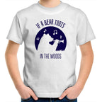 If A Bear Toots In The Woods, Saxophone Player - Kids Youth T-Shirt White Kids Youth T-shirt animal Music Printed In Australia