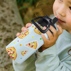 Pizzas On Blue 12oz Kids Water Bottle with Straw Lid