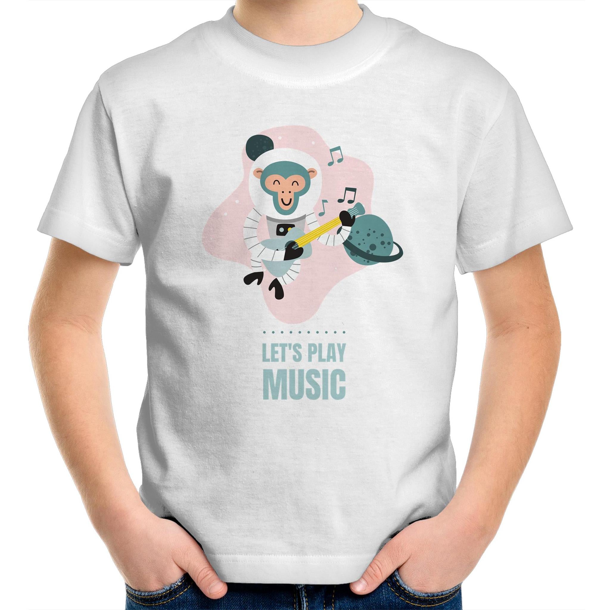 Monkey Music - Kids Youth T-Shirt White Kids Youth T-shirt animal Music Printed In Australia