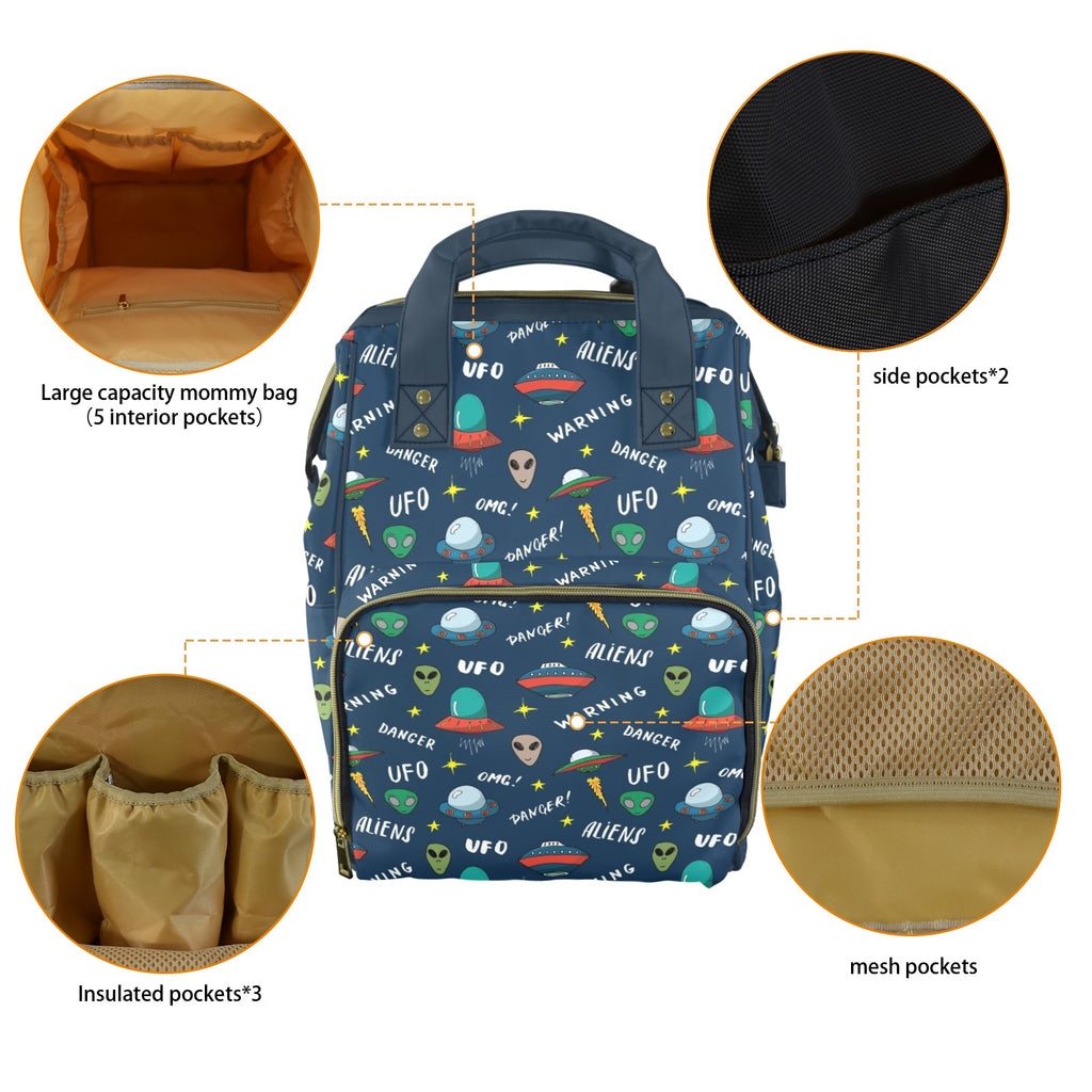 UFO's And Aliens Multi-Function Backpack, Nappy / Diaper Bag Multi-function Backpack, Nappy / Diaper Bag Printed Offshore Sci Fi