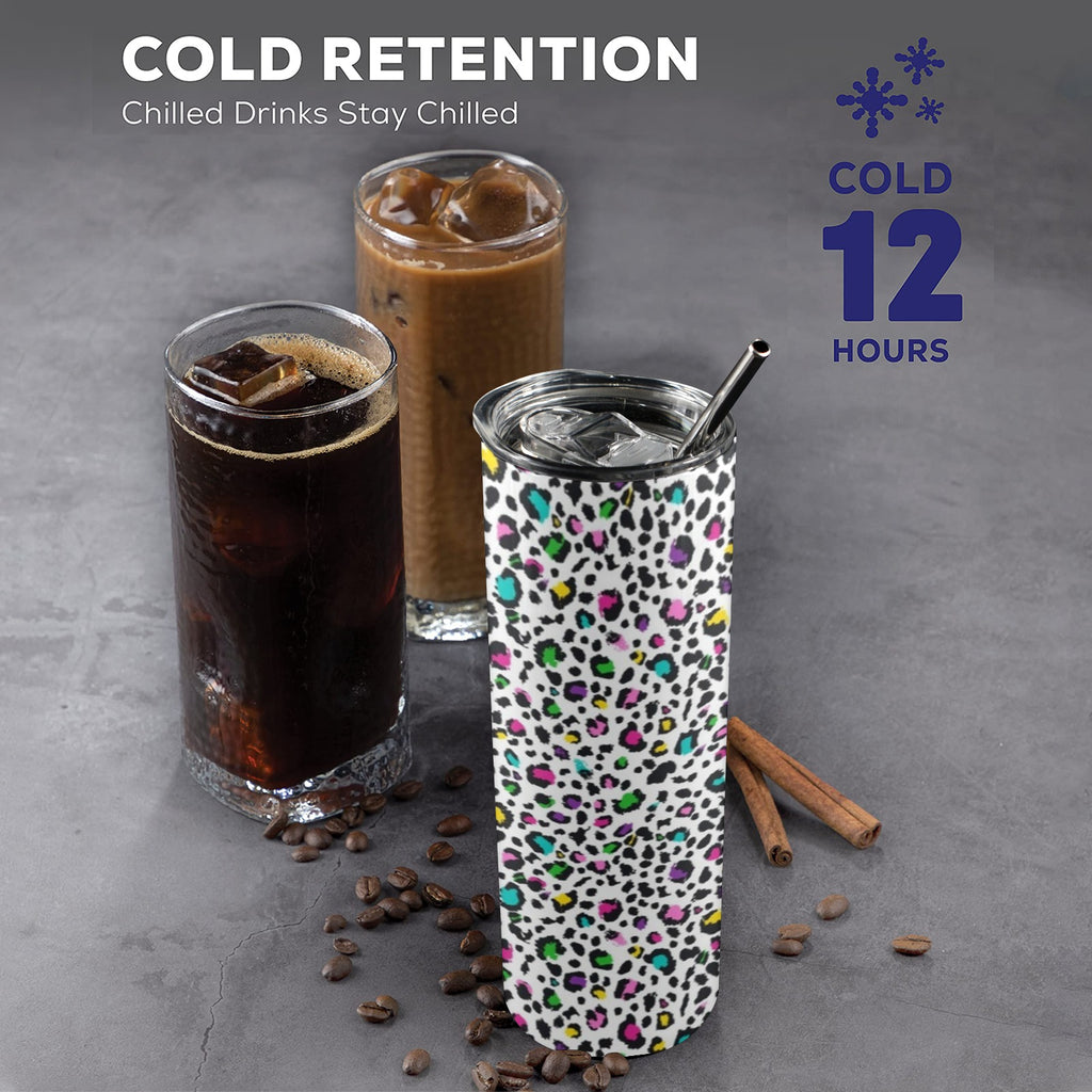 Animal Print In Colour - 20oz Tall Skinny Tumbler with Lid and Straw
