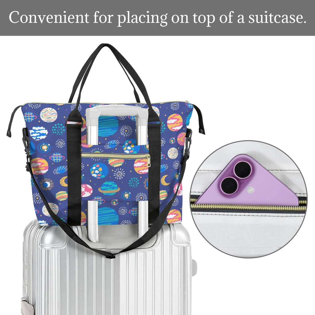 Planets On Blue Duffle Bag-Simple (Model 1715) Duffle Bag-Simple (1715)