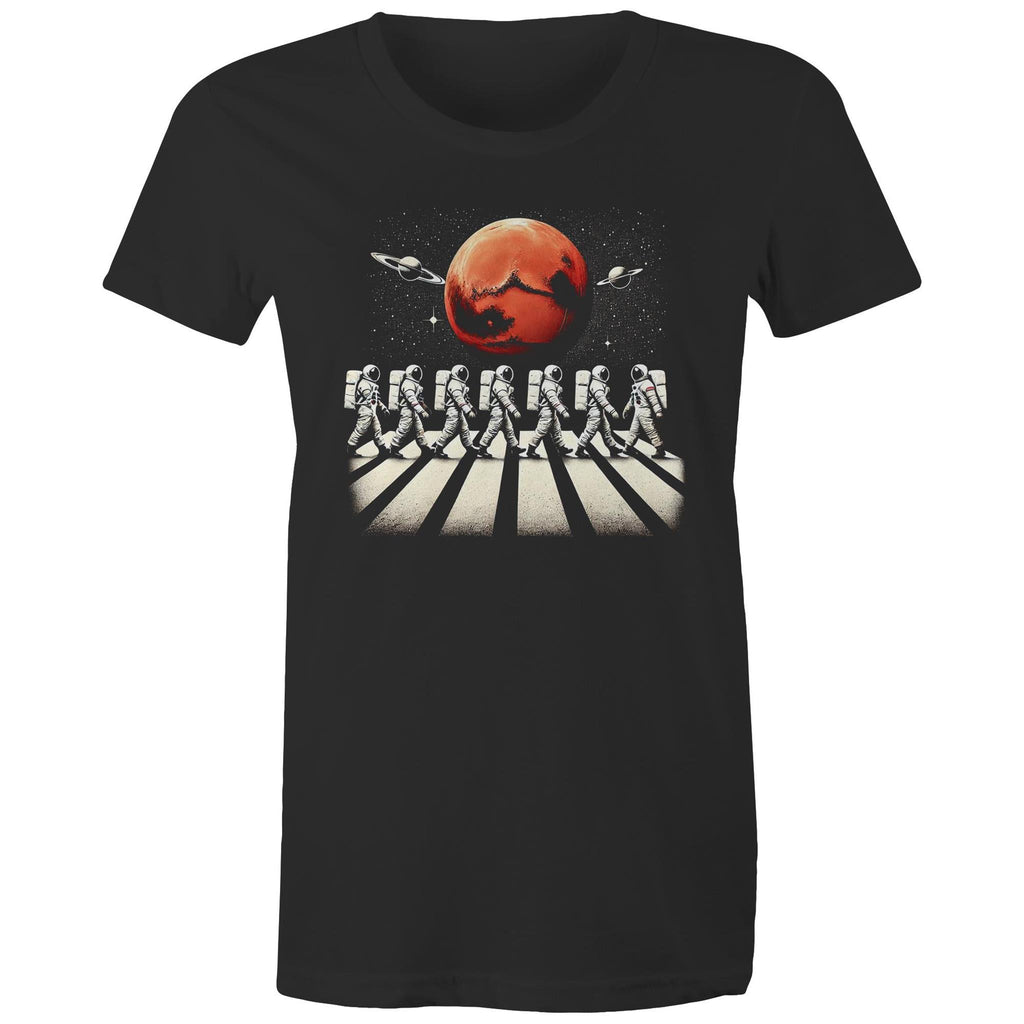 Astronaut Zebra Crossing In Space - Womens T-shirt Black Womens T-shirt Printed In Australia Space