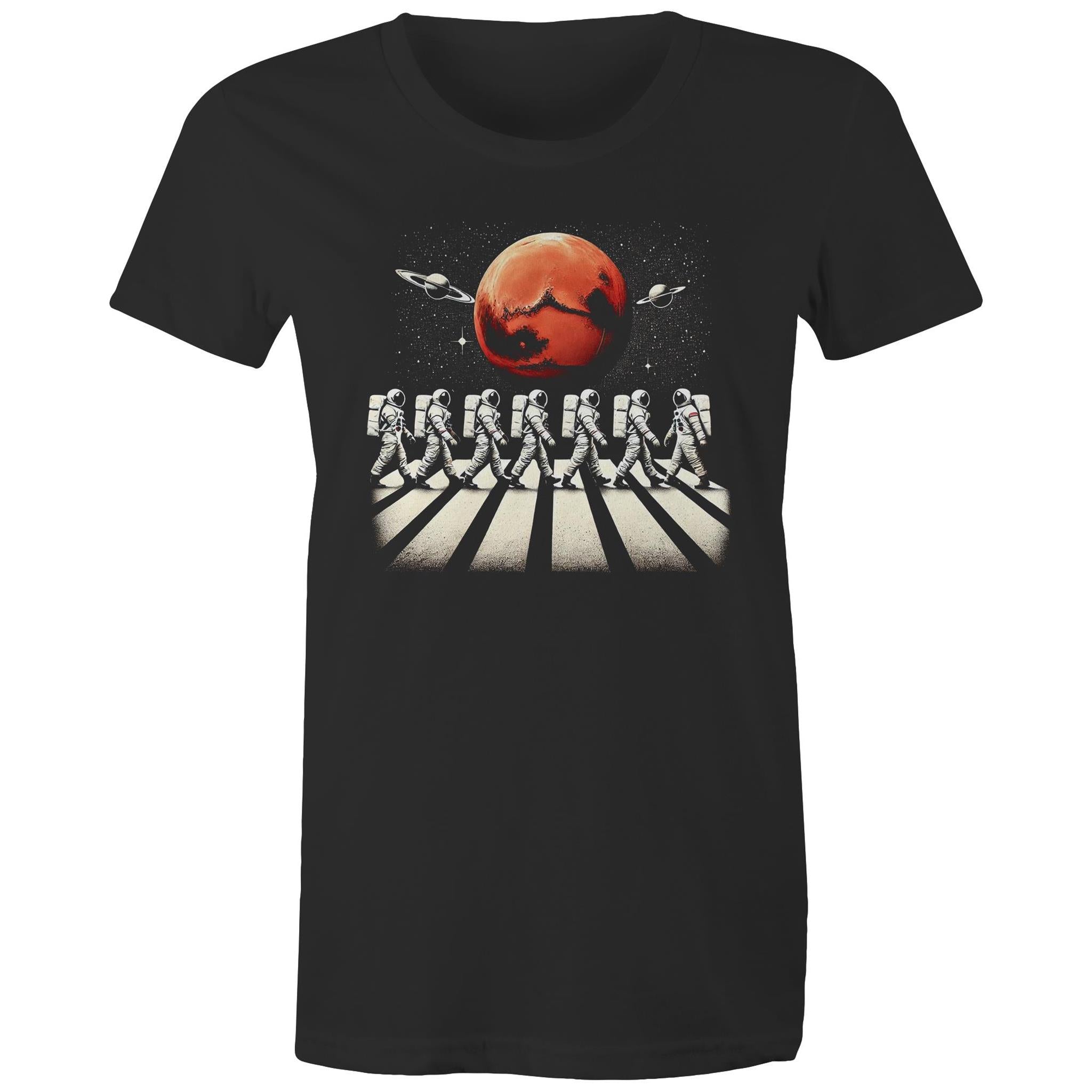 Astronaut Zebra Crossing In Space - Womens T-shirt Black Womens T-shirt Printed In Australia Space