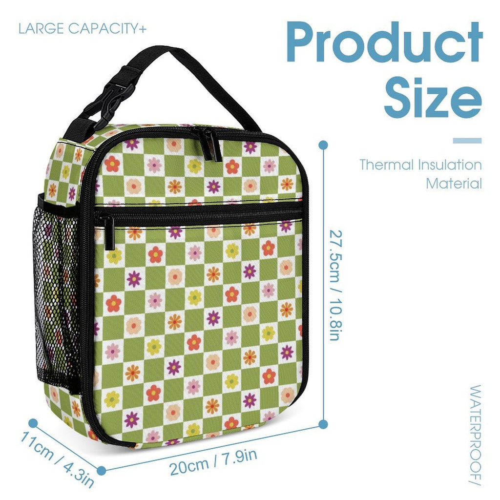 Flower Check Backpack, Lunch Bag & Pencil Case Set