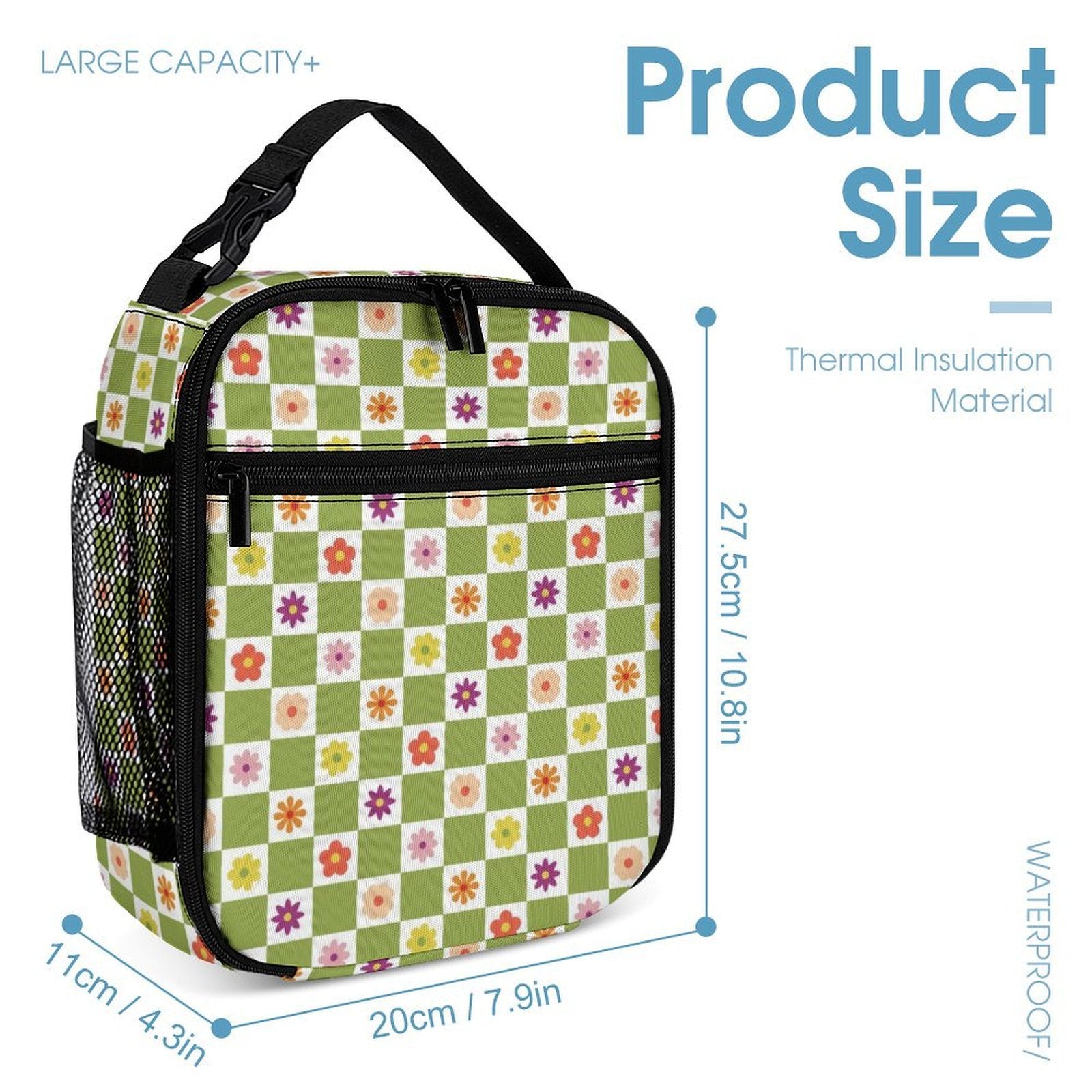 Flower Check Backpack, Lunch Bag & Pencil Case Set