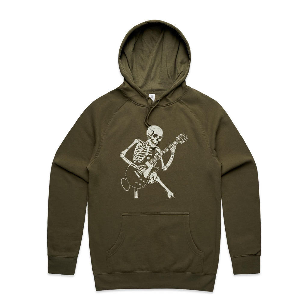 Skeleton Playing Guitar Men's AS Colour Hoodie Army Mens Hoodie Music Printed In Australia