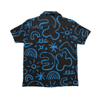 Blue Squiggle Senior Kids Hawaiian Shirt Senior Kids Hawaiian Shirt 8-15 Printed Offshore