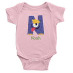Monster Initial - Personalised Classic Baby Short Sleeve Bodysuit Pink Personalised Baby Bodysuit customise Globally Fulfilled personalise