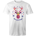Christmas Deer Mens T-Shirt White Mens Christmas T-shirt Christmas Printed In Australia