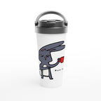 Wake Up, Coffee Rabbit - White 15oz Stainless Steel Travel Mug Default Title Travel Mug animal Coffee Globally Fulfilled