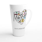 Personalise - Mother Heart Message - White Latte 17oz Ceramic Mug Personalised Latte Mug customise Globally Fulfilled Love Mum Name personalise