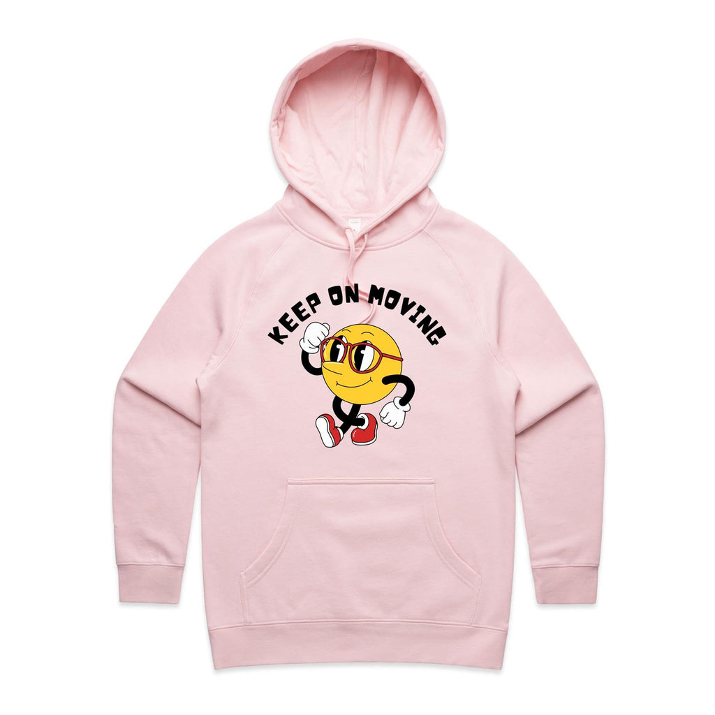 Keep On Moving - Womens Hoodie Pink Womens Hoodie Fitness Positivity Printed In Australia
