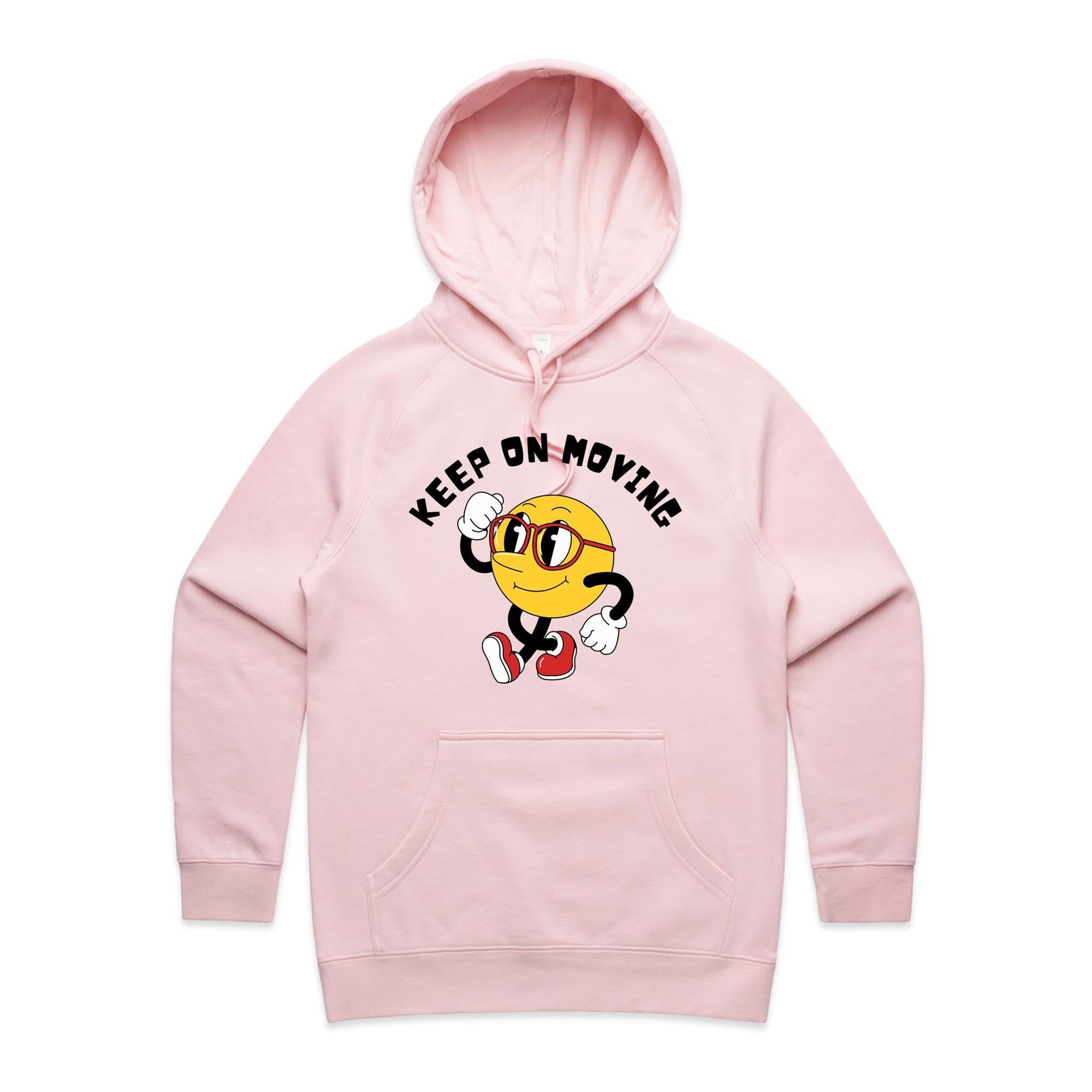 Keep On Moving - Womens Hoodie Pink Womens Hoodie Fitness Positivity Printed In Australia