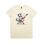 Cat Playing Guitar Women's AS Colour T-shirt Butter Womens T-shirt animal Music Printed In Australia