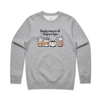 Coffee Beauty, All Shapes And Sizes AS Colour Stencil Crew Sweatshirt Unisex Grey Marle Sweatshirt Coffee Positivity Printed In Australia