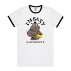 I'm Saxy And I Know It, Hippo Saxophone Player - Staple Ringer Tee White Black Ringer T-Shirt animal Music Printed In Australia
