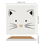 Cat With Gold Heart - Ceramic Coasters (Square) Ceramic Coasters animal Printed Offshore