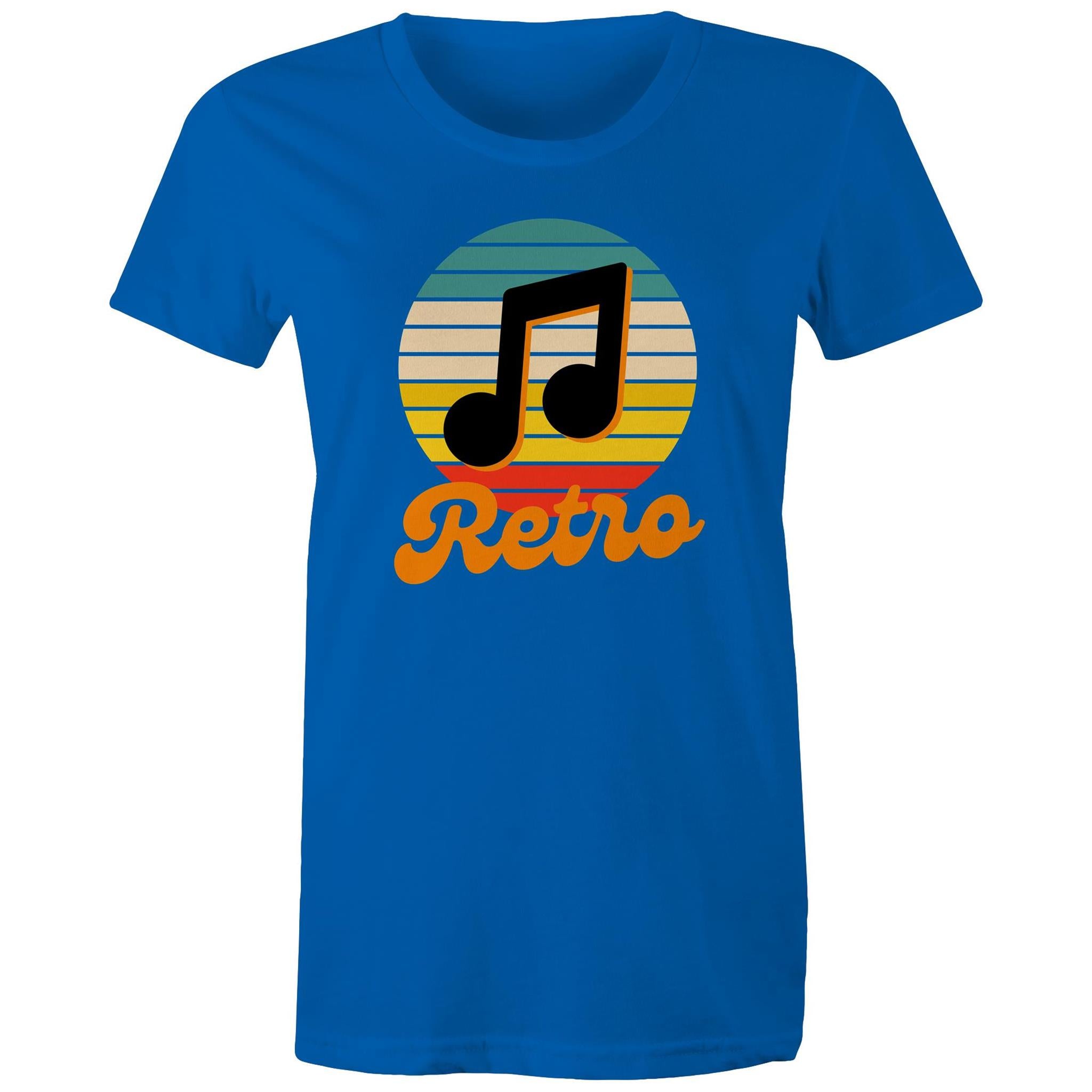 Retro Music - Womens T-shirt Bright Royal Womens T-shirt Music Printed In Australia Retro