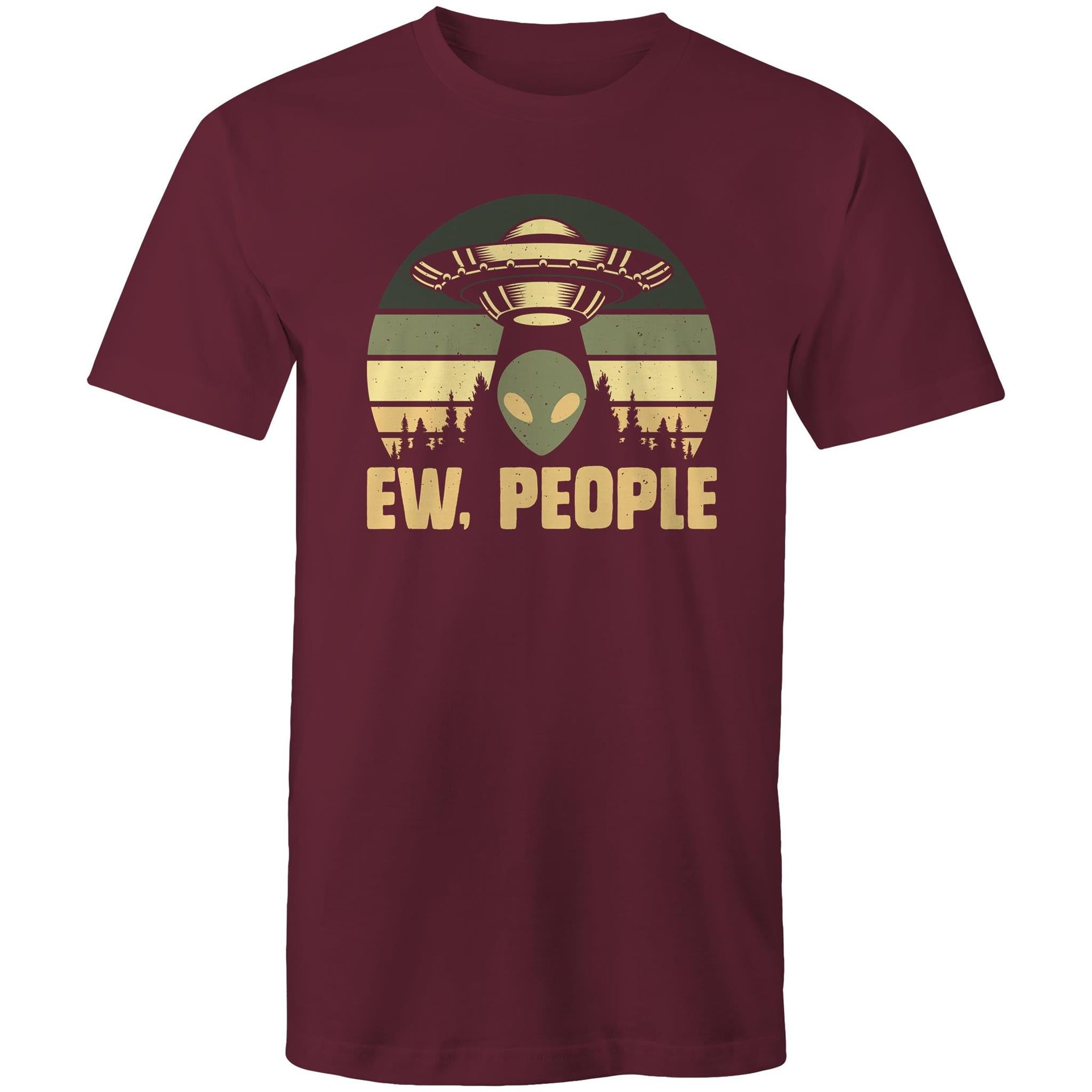 Alien Ew, People - Mens T-Shirt Burgundy Mens T-shirt Printed In Australia Sci Fi
