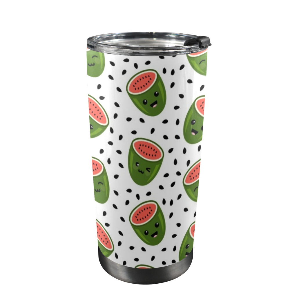 Happy Watermelon - 20oz Mobile Tumbler with Lid (Black Lock) One Size 20oz Travel Mug Food Printed Offshore