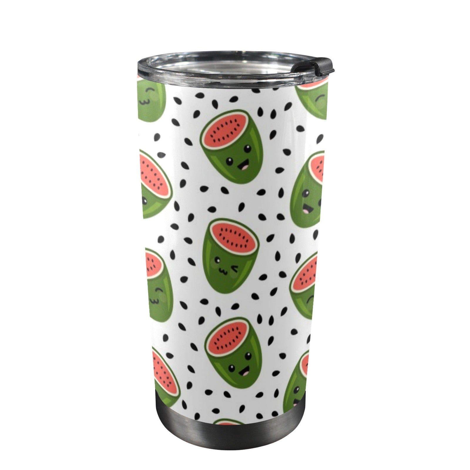 Happy Watermelon - 20oz Mobile Tumbler with Lid (Black Lock) One Size 20oz Travel Mug Food Printed Offshore