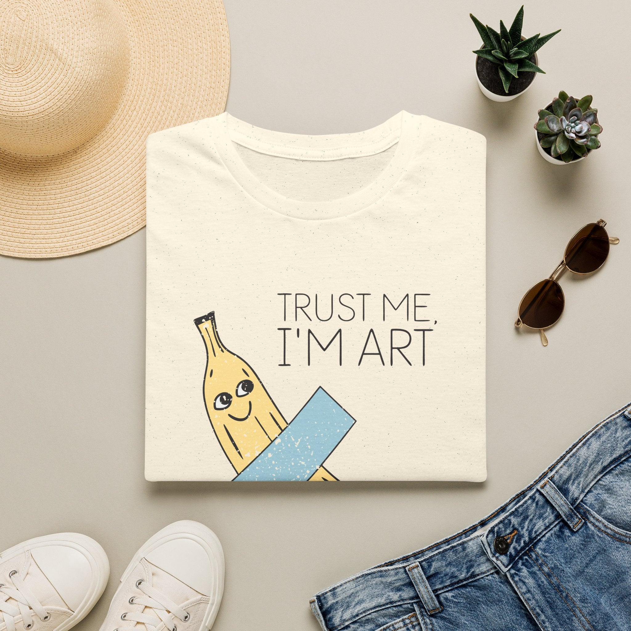 Trust Me I'm Art Banana Unisex T-Shirt Natural Unisex Adult T-shirt Food Globally Fulfilled