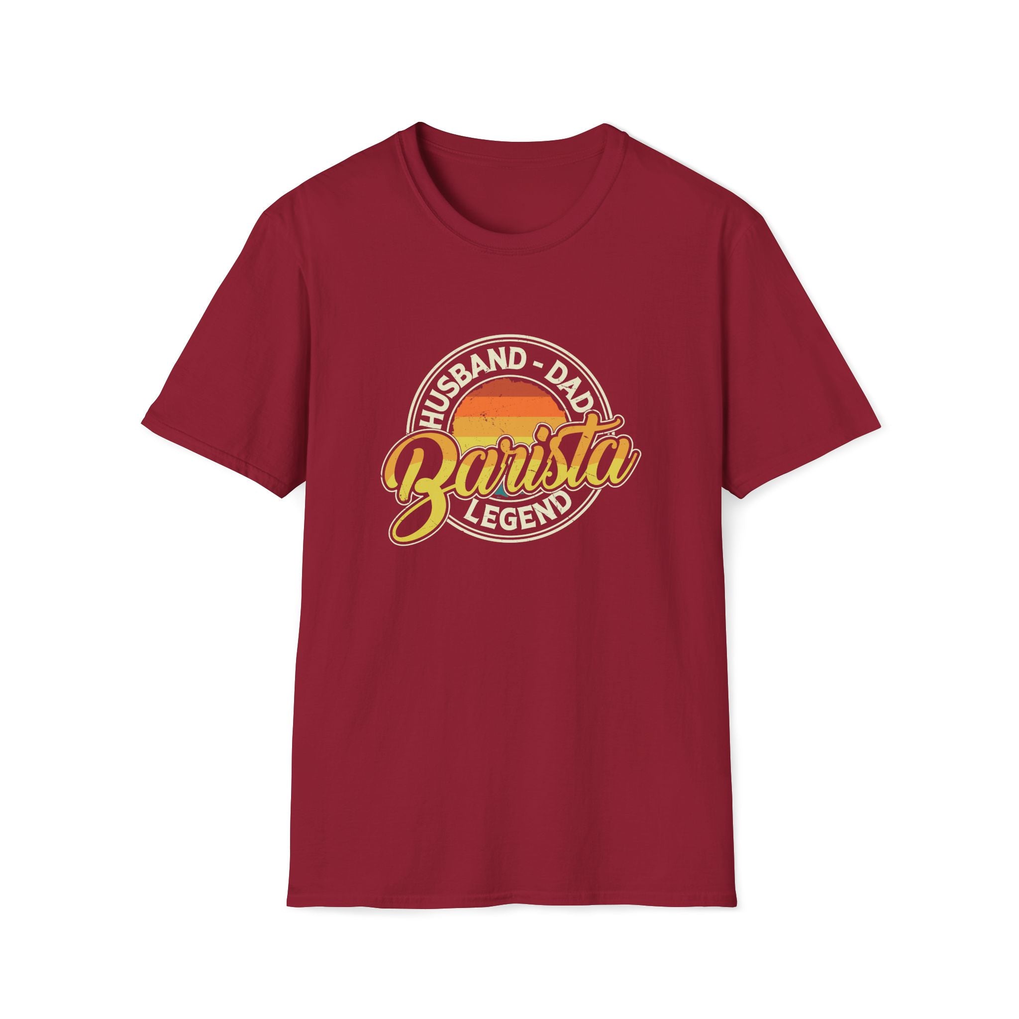 Husband Dad Barista Legend Unisex T-Shirt Cardinal Red Unisex Adult T-shirt Coffee Dad Globally Fulfilled