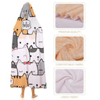 Cat Hello Kids Hooded Blanket 100cm x 130cm Kids Hooded Blanket animal Printed Offshore