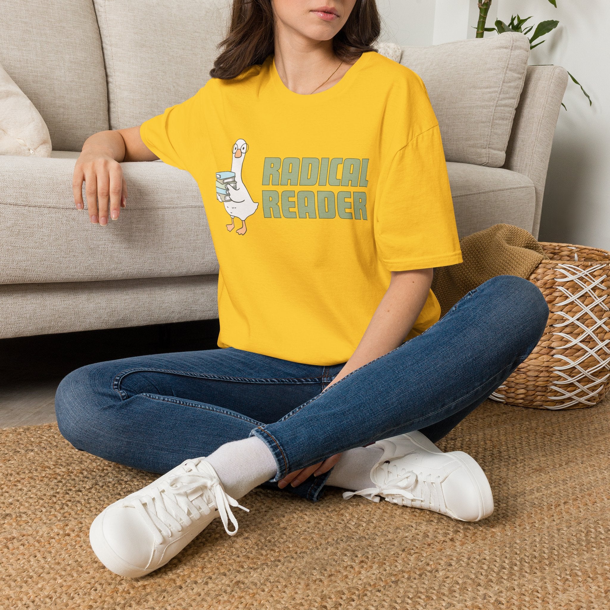 Radical Reader Goose Unisex T-shirt Daisy Unisex Adult T-shirt animal Globally Fulfilled Reading