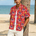 Comic Book Red Men's Crinkle Hawaiian Shirt