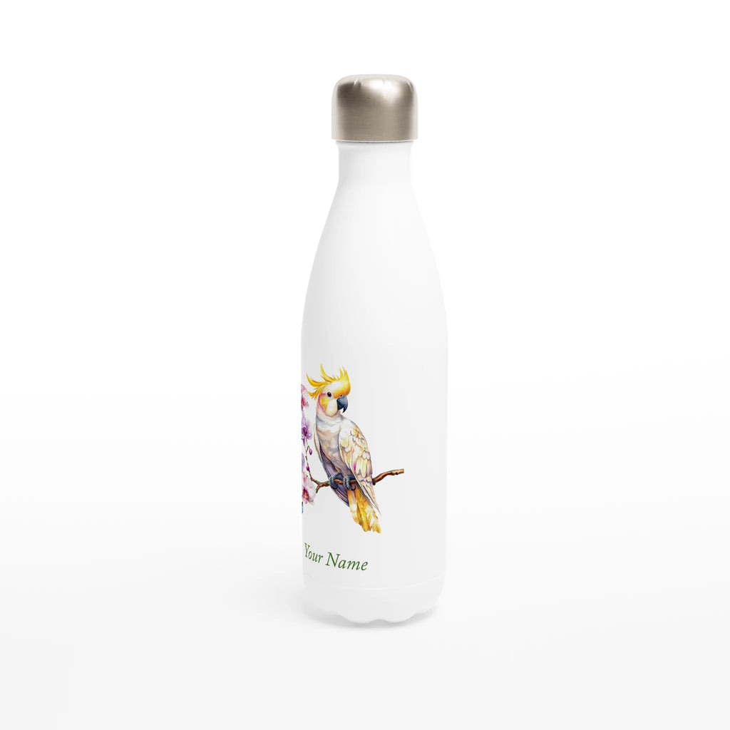 Personalise - Cockatoo, Australian Birds - White 17oz Stainless Steel Water Bottle White Water Bottle animal Globally Fulfilled