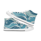 Ocean Waves Women's High Top Canvas Shoes Womens Classic High Top Shoes Ocean Printed Offshore