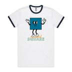 I'm A Total Square, Maths - Staple Ringer Tee White Navy Ringer T-Shirt Maths Printed In Australia