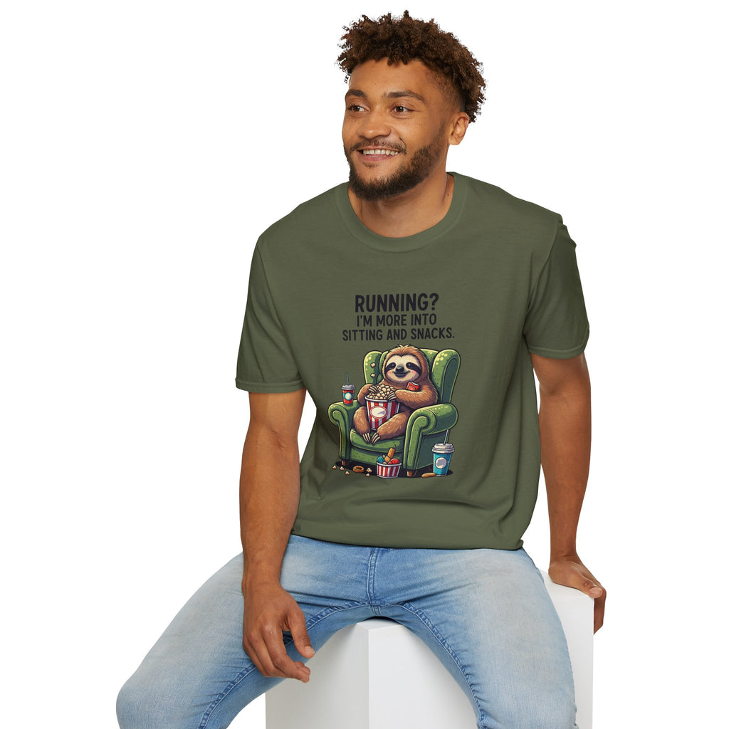 Sloth, Running, I'm More Into Sitting And Snacks - Unisex Softstyle T-Shirt