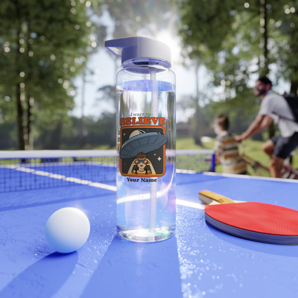 Personalised - UFO, I Want To Believe - Clear Tritan Water Bottle