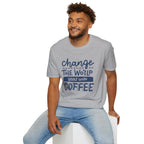 Change The World, Start With Coffee - Unisex Softstyle T-Shirt