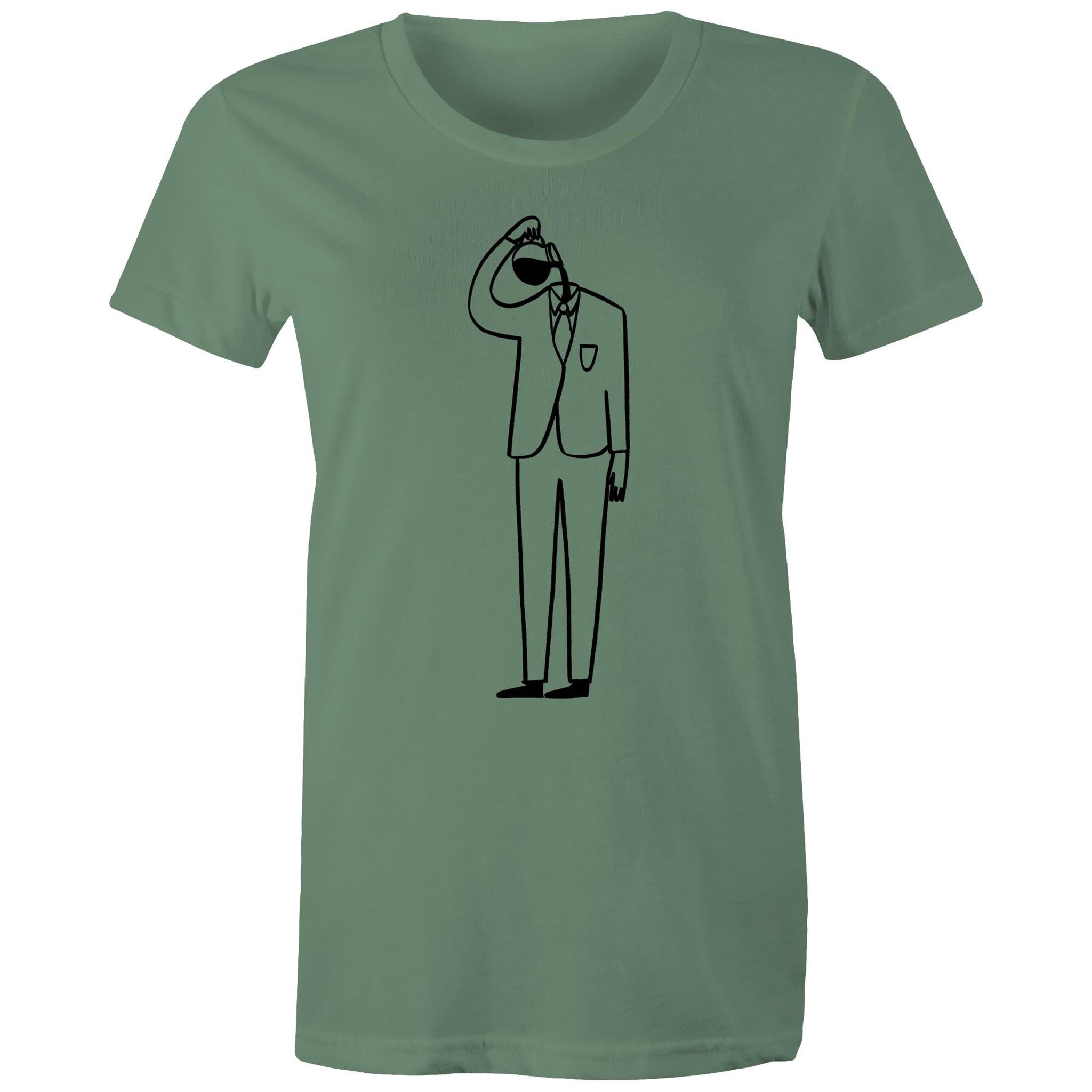 Coffee Brain - Womens T-shirt Sage Womens T-shirt Coffee Printed In Australia