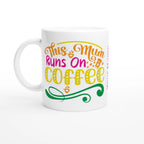 Personalised - This Mum Runs On Coffee - 11oz Ceramic Mug Ceramic White Personalised Mug customise Globally Fulfilled Mum personalise