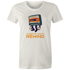 Cassette Tape, It Might Be Time To Rewind - Womens T-shirt Natural Womens T-shirt Music Printed In Australia Retro