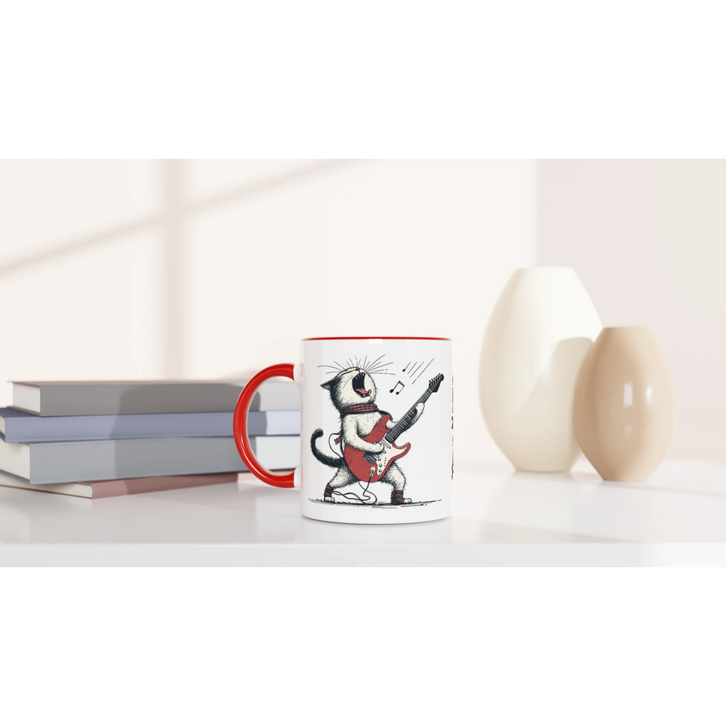 Personalised Cat Playing Guitar 11oz Ceramic Mug Personalised 11oz Mug animal Globally Fulfilled Music