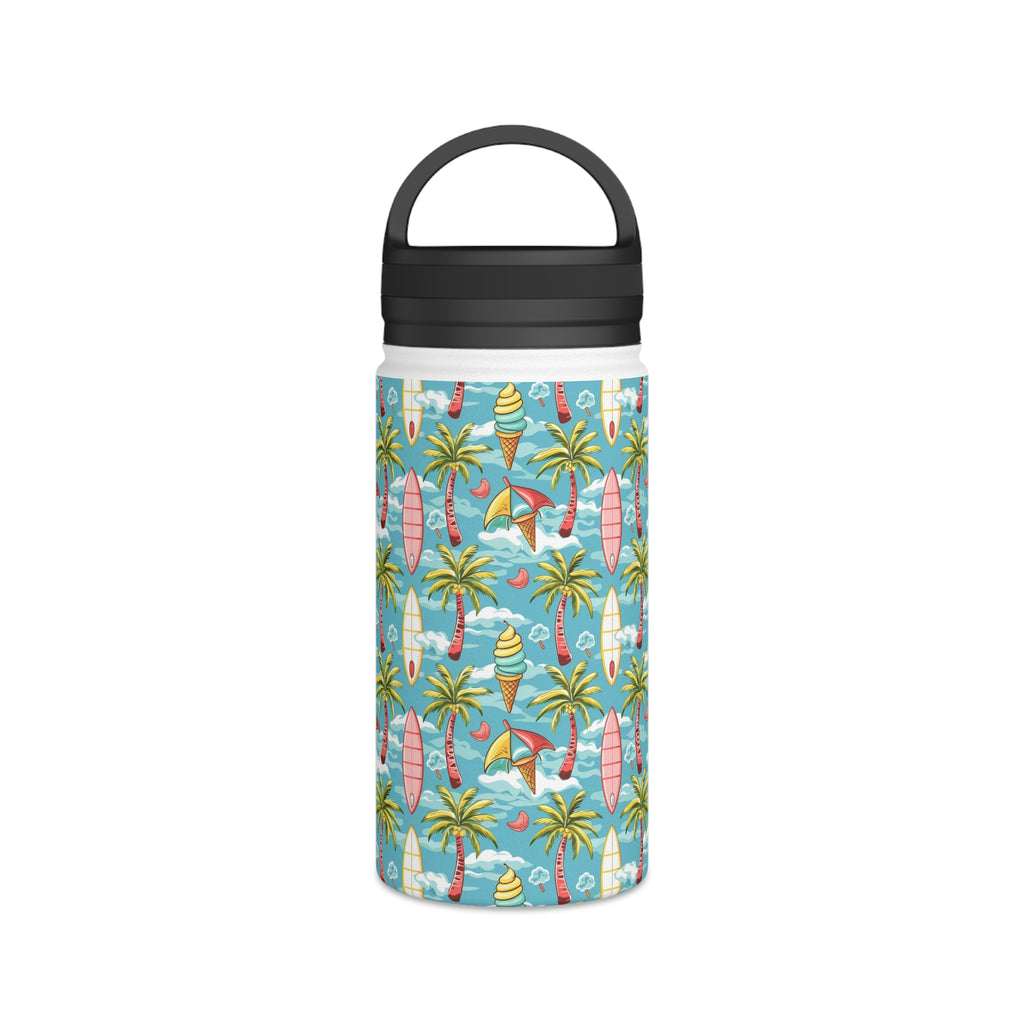 Summer Surf Stainless Steel Water Bottle, Handle Lid White 12oz Stainless Steel Water Bottle With Handle Lid Globally Fulfilled Summer Surf